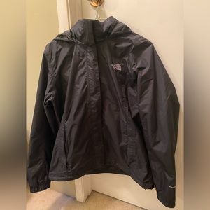 Black Northface raincoat